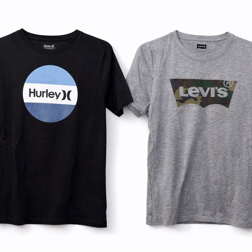 Boys Graphic T-Shirts | Hurley & Levi’s | Size L & XL | Casual Tee Bundle